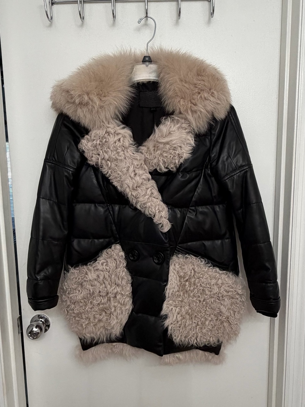 Luxury Genuine Leather Jacket with Real Fox & Shearling Fur Trim